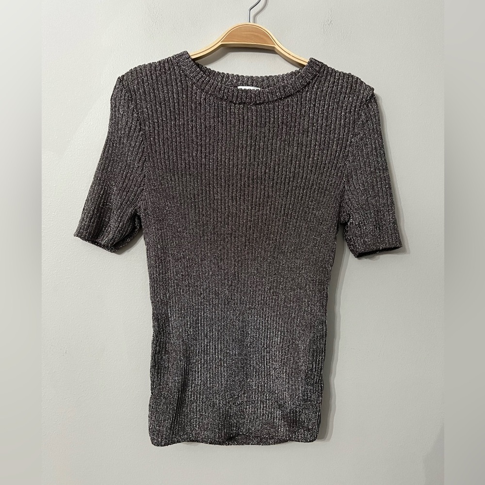 NEW H&M Metallic Rib-knit Top Size:L